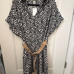 H&M Black and White Leaf Pattern Dress
